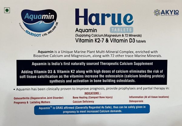 Harue- Aquamin ( Supplying Calcium, Magnesiun & 72 Minerals) Vitamin K2-7 & Vitamin D3 Tablets - Image 2